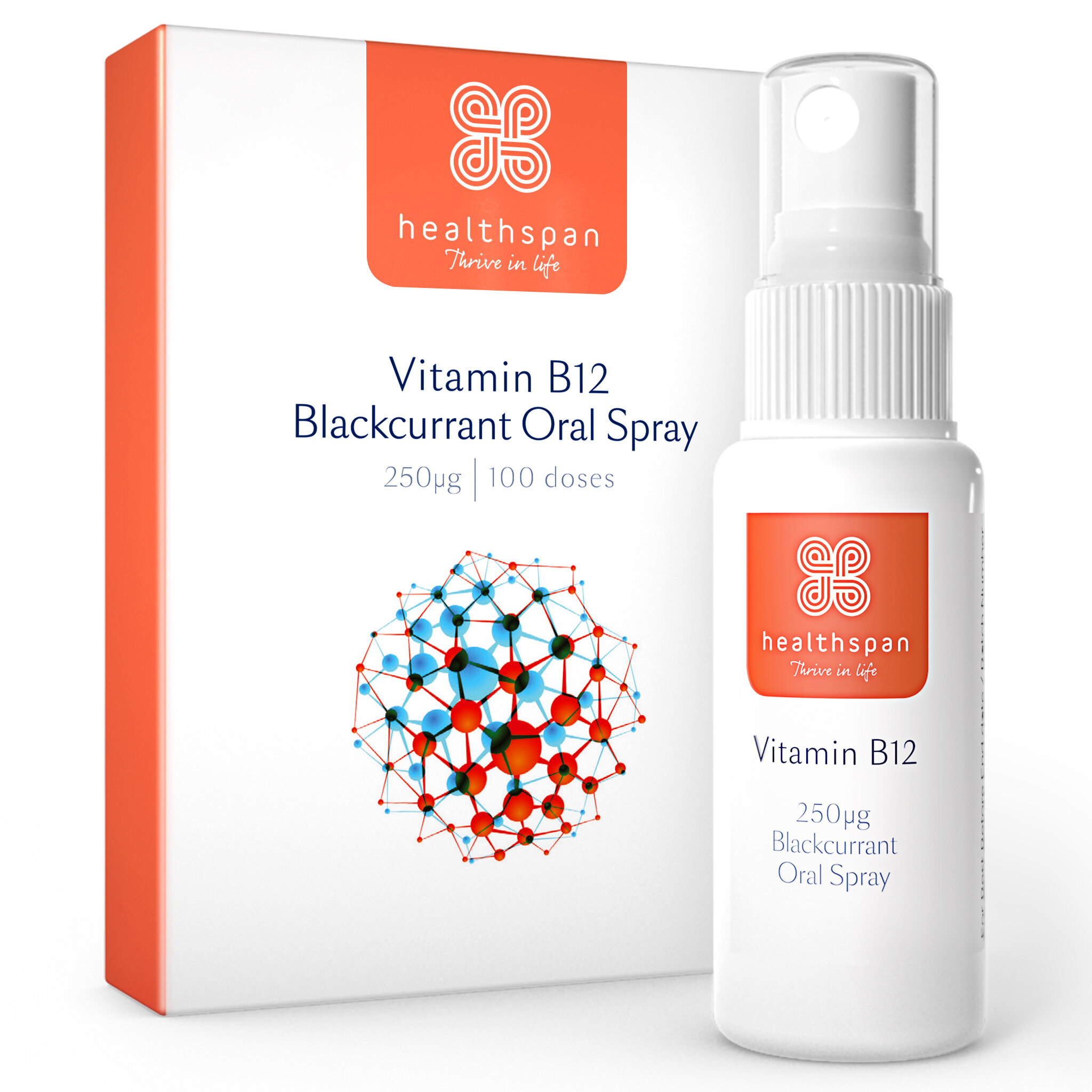 Healthspan Vitamin B12 Blackcurrant Oral Spray, 15ml, Blackcurrant